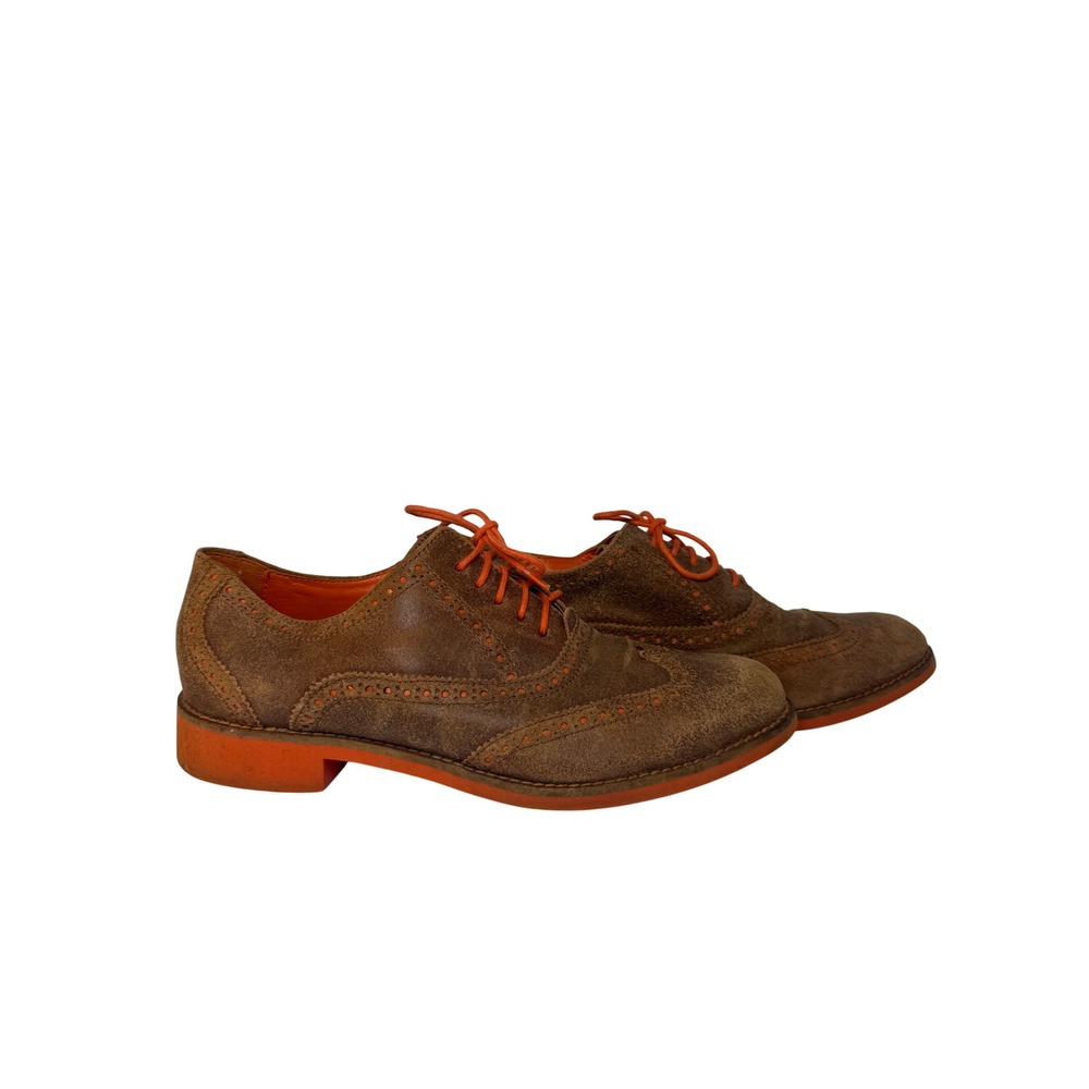 Cole Haan Mens Brown Suede Orange Sole Wingtip Oxford Shoes D38959 Size 9 B